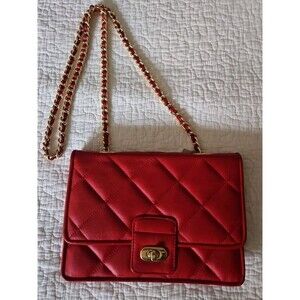 GIANI BERNINI Red Quilted Leather Crossbody Shoulder Bag Purse EUC